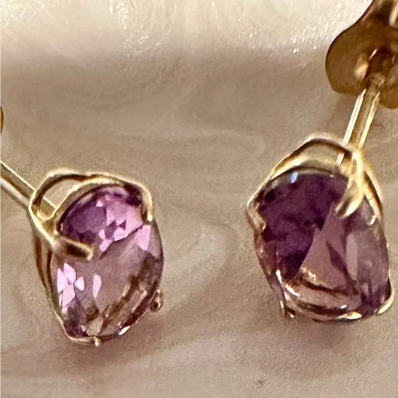 14k SOLID GOLD Genuine Amethyst 1.16 carats - Picture 1 of 6